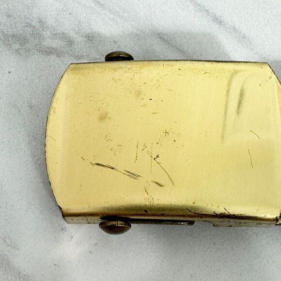 Gold Tone Web Clamp Simple Basic Belt Buckle - Picture 2 of 8